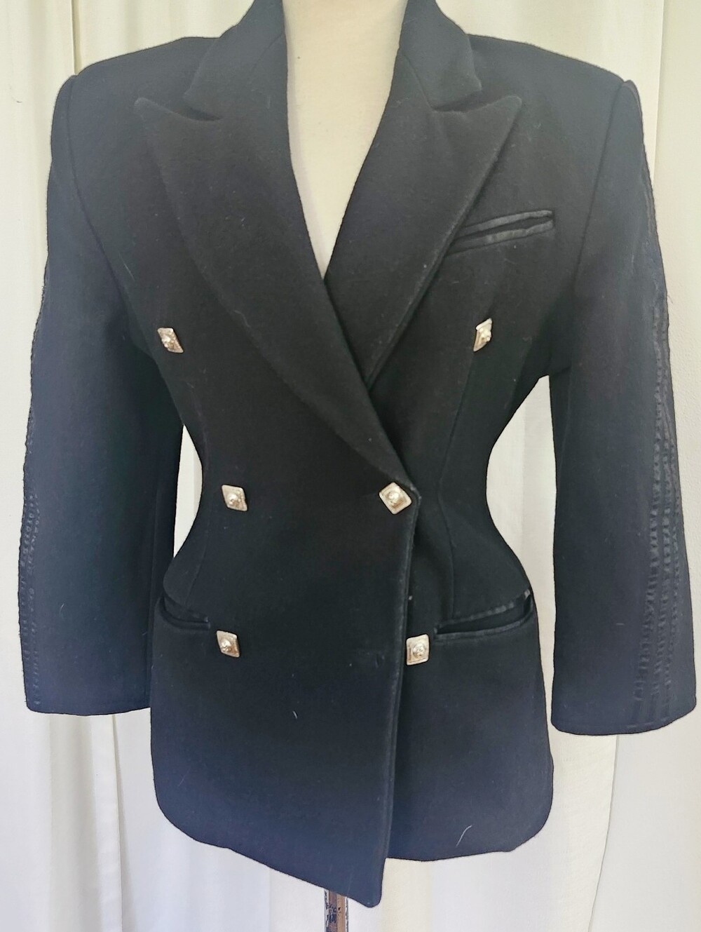 Parasuco Black Double-Breasted Tailored Wool VTG Blazer
